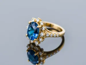 Pierścionek zaręczynowy z niebieskim oczkiem